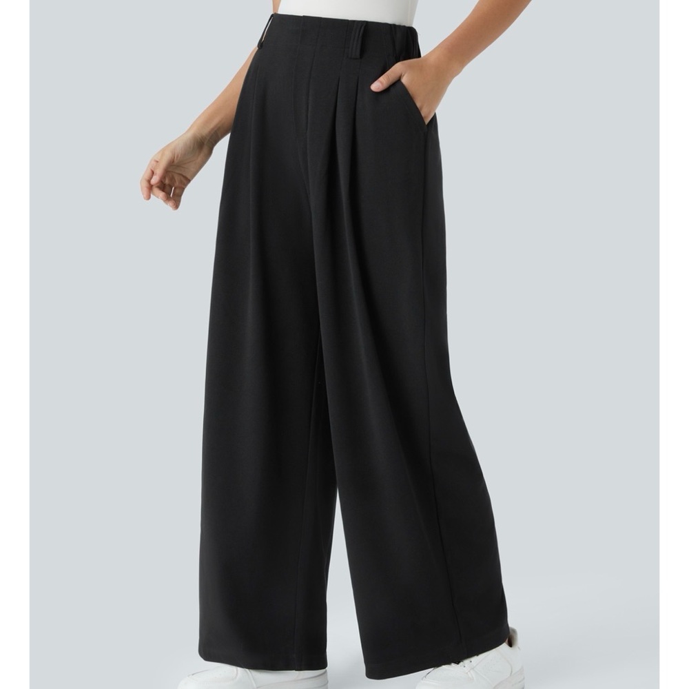 HALARA Black Wide-Leg High Waist Trousers